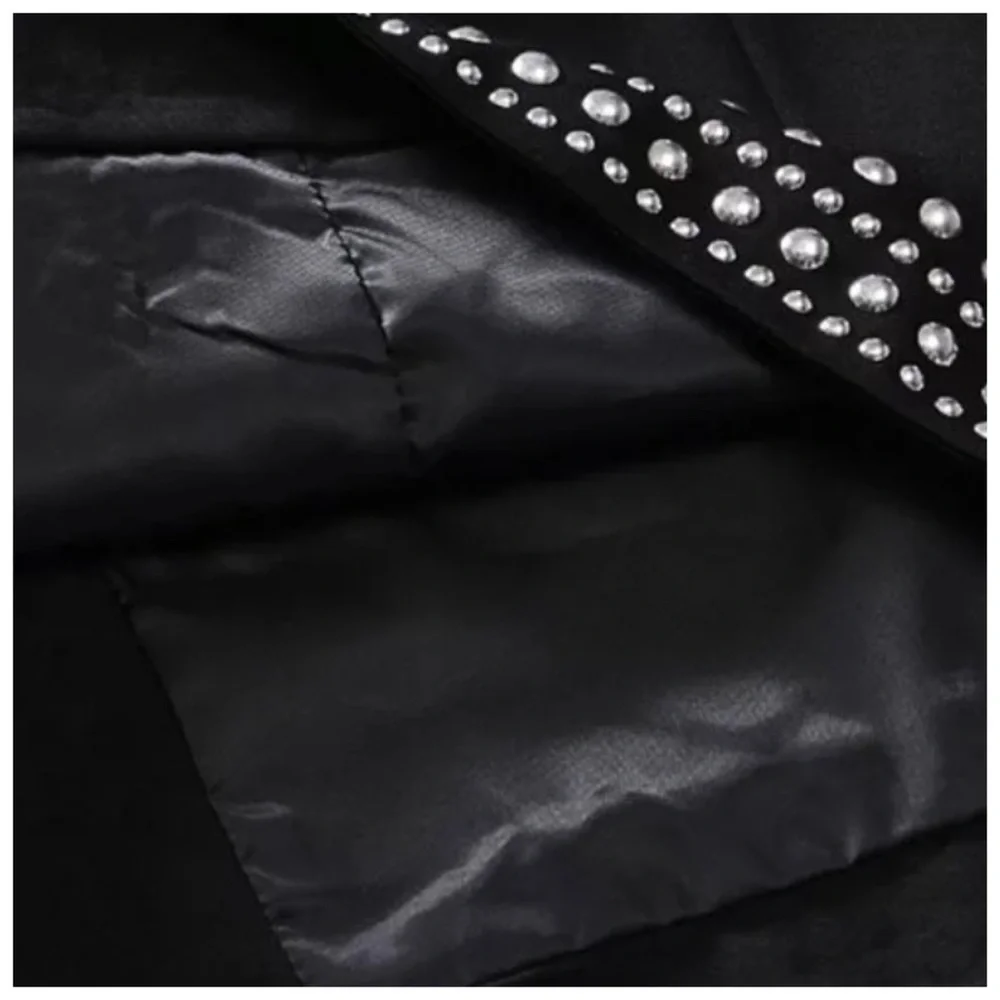 🌺 Black Metal Stud Asymmetrical Skirt - Picture 7 of 8